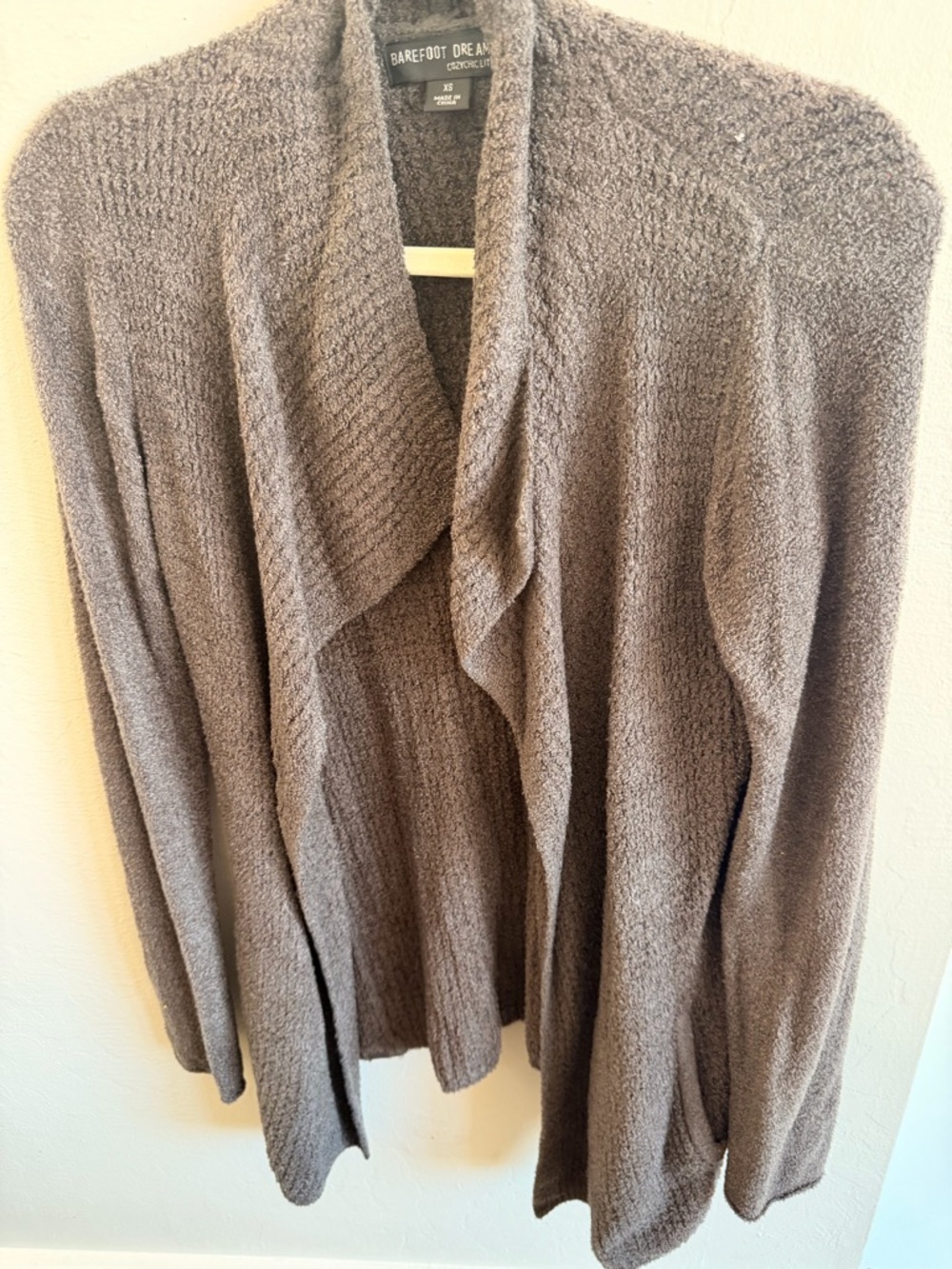 Barefoot Dreams Women's Open-Front Shawl Collar Cardigan - Taupe Gray 0131